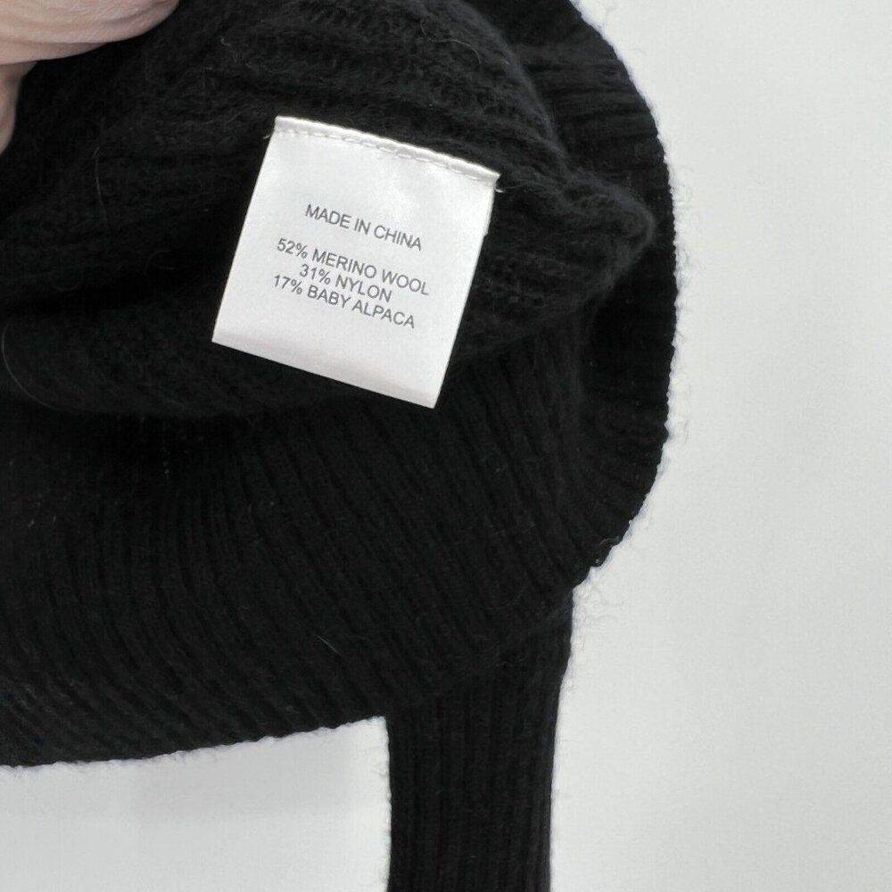 Quince Black Baby Alpaca-Merino Wool Quarter Zip Pullover Sweater sz S NWT - Picture 4 of 6
